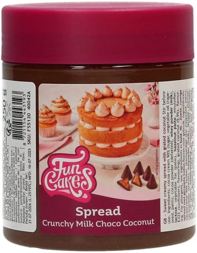 FunCakes Spread - Milk choco Coconut - 250g - Topping of Vulling voor Taarten, Cakes en Cupcakes