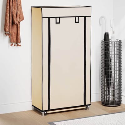 vidaXL - Schoenenkast - met - hoes - 58x28x106 - cm - stof - crème