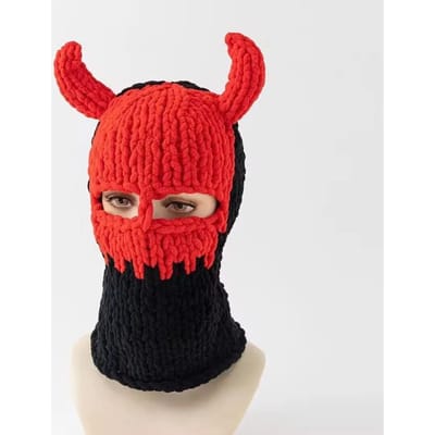 Chapeau Hiver Longues Oreilles de Lapin Fait Main Tricoté Bonnet Drôle Épais Chaud Masque Facial Complet Ski Balaclava Pour Fête