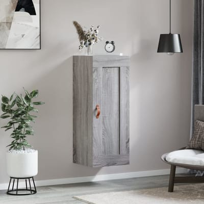 vidaXL - Wandkast - 34,5x34x90 - cm - bewerkt - hout - grijs - sonoma - eikenkleurig