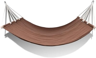 Tuinhangmat met stok - Hangmat buiten - Ontspannen in de tuin - Met spreidstok - 210 x 150 cm - Bruin