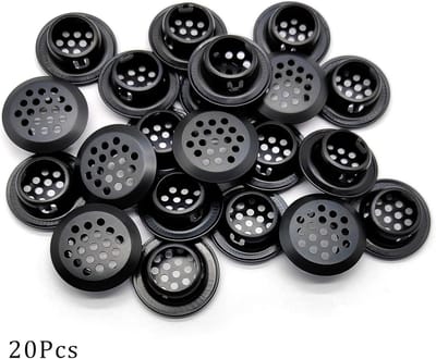 Daity 20-pack - 19 mm ronde soffit-ventilatierooster - roestvrijstalen ventilatieroosters voor kasten（Zwart）