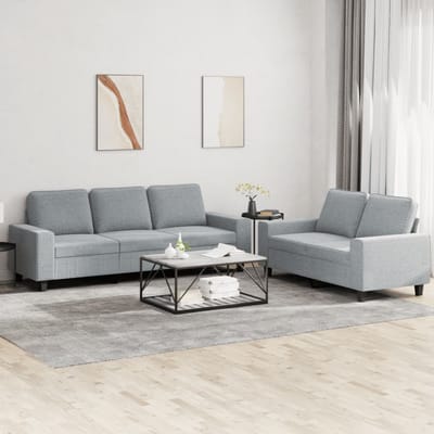 vidaXL - 2-delige - Loungeset - stof - lichtgrijs