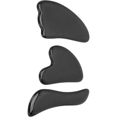 Outil de Massage du Visage Gua Sha en Obsidienne Professionnel Ensemble de Planches à Gratter pour Thérapie Corporelle Portables gray