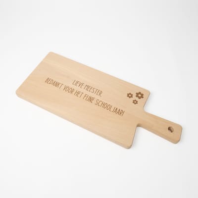 Tapasplankje hout - Serveerplankje - Cadeau meester - Cadeau meester einde schooljaar - Meester bedankt - Bloemetjes