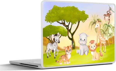 Laptop sticker - 13.3 inch - Jungle - Dieren - Kind - 31x22,5cm - Laptopstickers - Laptop skin - Cover