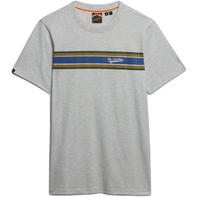 Superdry Outdoor Stripe Logo Relaxed T-shirt Light Grey Grootte: S