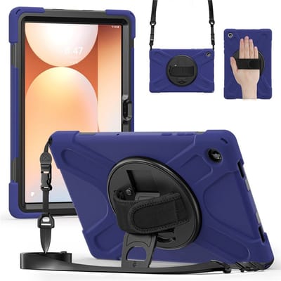 Coverup Tablethoes geschikt voor Samsung Galaxy Tab A11 Plus Hoesje - Heavy Duty Case met Schouderstrap - Donkerblauw