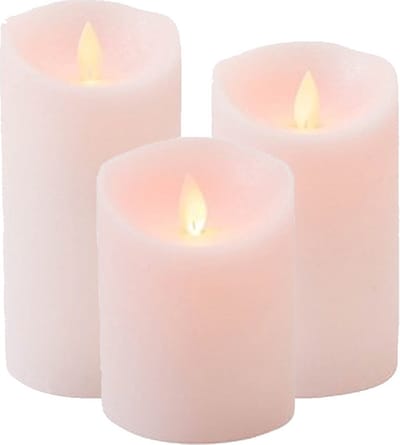 Set van 3x stuks Roze Led kaarsen met bewegende vlam - Sfeer stompkaarsen voor binnen