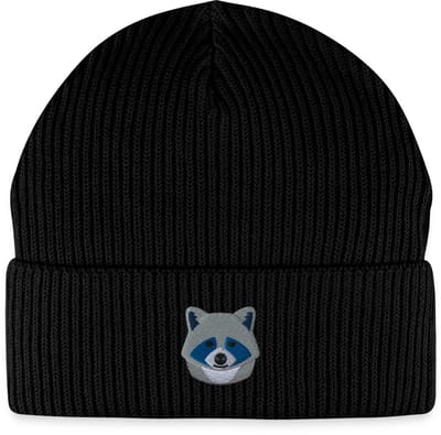 Geborduurde Wasbeer Kop Uniseks Bio Fisherman Beanie