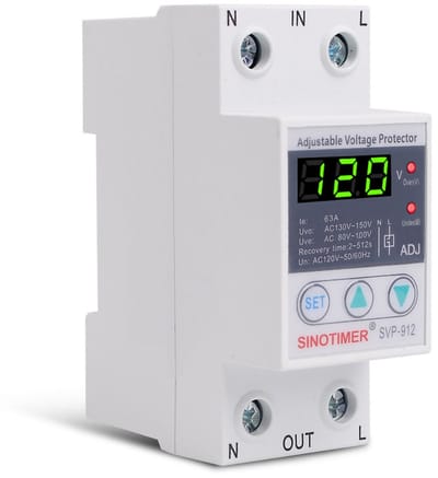 230V spanningsregelaar - spanningsbeveiligingsrelais - 230V onderspanningsbeveiliging Instelbaar herstelbeveiligingsrelais Voltmeter SVP-912(63A)