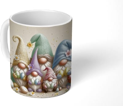 Mok - Koffiemok - Kabouters - Familie - Eieren - Pastelkleuren - Mokken - 350 ML - Beker - Koffiemokken - Theemok