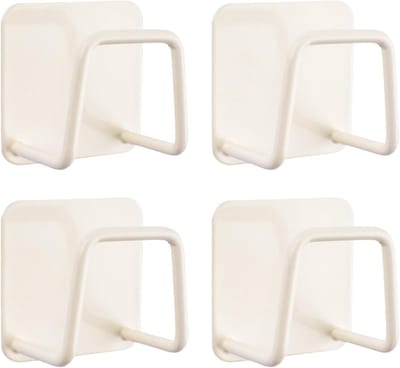 SnelShoppen - Zelfklevende Sponshouder 4 Stuks RVS Sponge Rack voor Keuken - Roestvrij, Waterdicht, Sneldrogend, Wit - Ideaal voor Afwas en Zeep