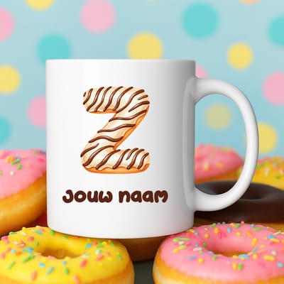 Mok - Donut letter Z – Gepersonaliseerd met naam – Grappige Mokken