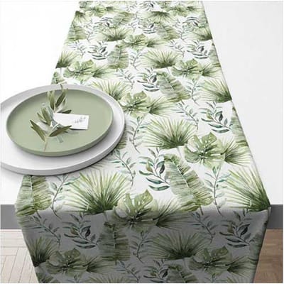 Ambiente Tafelloper Jungle leaves white