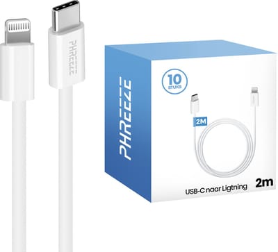 Voordeelpak geschikt voor iPhone 12 oplaadkabels - 2 meter - Wit