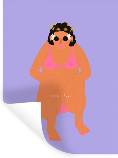 Muurstickers - Sticker Folie - Vrouw - Bikini - Retro - 30x40 cm - Plakfolie - Muurstickers Kinderkamer - Zelfklevend Behang - Zelfklevend behangpapier - Stickerfolie