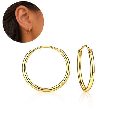 WeLoveSilver - Oorbellen - Oorringen - 925 Zilver Gold Plated - 16 mm – Kleine Hoops Dames – Minimalistische Oorbellen