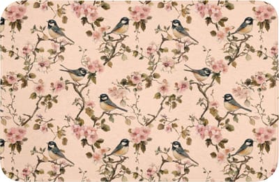 Badmat 60x40 cm - Antislip - Bloesem - Koolmees - Roze - Badmatten voor badkamer - Badkamermat - Douchemat - Badkamer mat