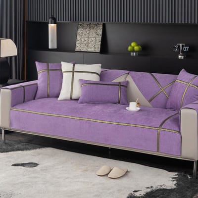 Lichte Luxe Stijl Bankkussen Modern Eenvoudig High-end Leer Antislip Kussen Vierseizoenen Chenille Bankhoes Hoes 90*70cm gray