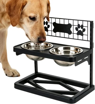 Verhoogde Hondenvoerbak - Droog-Voersteun Verstelbare Hoogte | Voerbakstandaard Voor Honden | voor Yoghurt, Kipblokjes, Water, Bottenbouillon, Tuin, Woonkamer, Balkon, Achtertuin