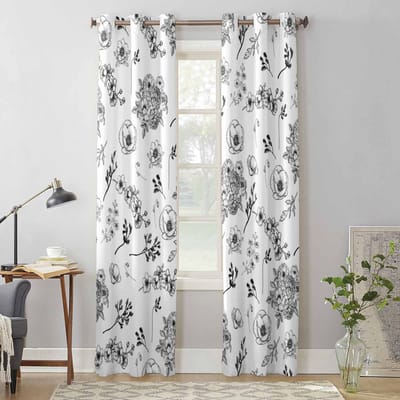 Schets Bloemen Bladeren Retro Raamgordijnen voor Woonkamer Luxe Slaapkamer Gordijn Keuken Jaloezieën Draperieën Gordijnen 135W x 60H(cm) x1