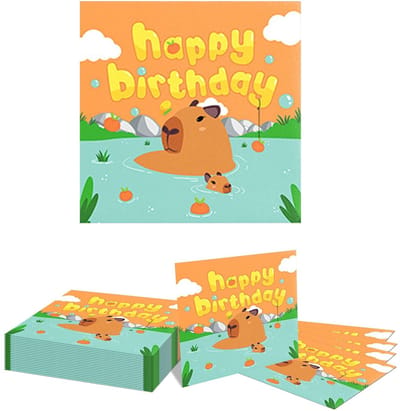 Dailygoods- Servetten 20 Stuks - Capibara Feestartikelen - Kinderfeest Decoratie - Verjaardag Jongens/Meisjes - 33x33CM - Schattige Cartoon - Feestservetten