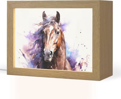 Nachtlampje 20x15 cm - Kinder lampje - Paard - Dieren - Meisjes - Paars - Bruin - Tafellamp kinderkamer - Slaapkamer lamp - Bedlamp kinderen - Kinderlampje stopcontact - Wandlamp babykamer - Nachtlampjes