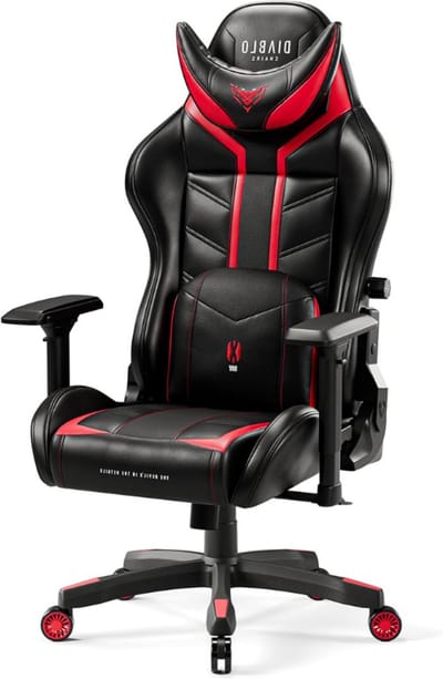 Ergonomische Gaming Stoel 4D Armleuningen Ergonomisch Ontwerp Faux Leer Geperforeerd Kantelfunctie Zwart Rood King XL