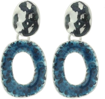 Behave - Oorbellen ovale blauwe hanger - Retro accent voor dagelijks gebruik