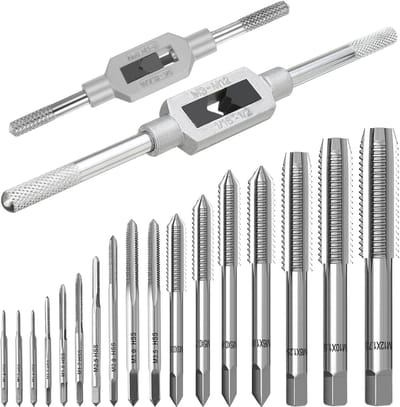 Metrische tapset voor schroefdraadbewerking - 8-delige set met verstelbare kraanwrench