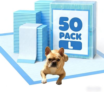 Verpakking van 50 Wegwerp Puppy Pads 60 × 60 cm, Lekvrije Trainingsmat voor Honden, Sneldrogend en 5-Lagen Ontwerp