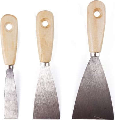 Plamuurmessen set | Set schilderen | Hobby | Smeren | Dicht maken | Set van 3 | Houten handgreep | Makkelijk in gebruik | Klussen | Huishoudelijk | Huishouden