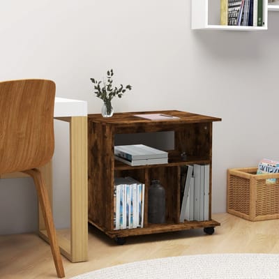 vidaXL - Rolkast - 60x45x60 - cm - bewerkt - hout - gerookt - eikenkleurig