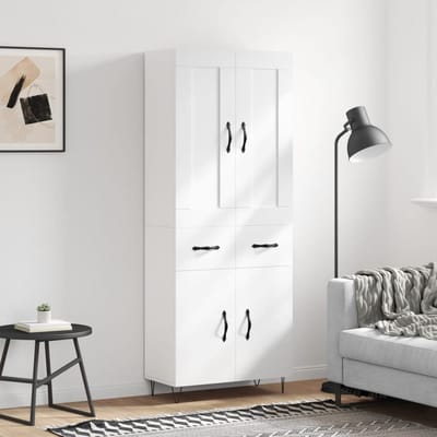 vidaXL - Hoge - kast - 69,5x34x180 - cm - bewerkt - hout - wit
