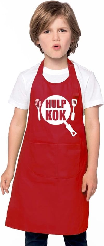 Hulpkok keuken schort - voor jongens en meisjes Rood - Koken en kliederen - 100% katoen