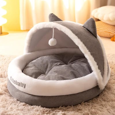Chenil pour chien pour l'automne et l'hiver Nid chaud pour chat Chenil pour chiens de petite et moyenne taille Pour dormir en hiver Lit ouvert pour chien Lit pour chat animal L-52 * 44 * 34