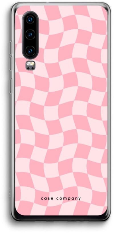 Case Company® - Hoesje geschikt voor Huawei P30 hoesje - Grid Roos - Soft Cover Telefoonhoesje - Bescherming aan alle Kanten en Schermrand