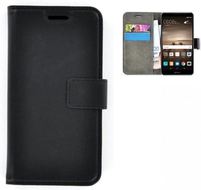 Effen Bookcase Wallet Hoesje Geschikt voor Huawei Mate 9 - Zwart