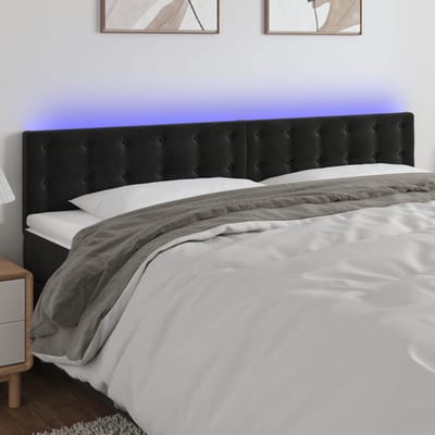 vidaXL - Hoofdbord - LED - 160x5x78/88 - cm - fluweel - zwart