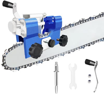 Handmatige kettingzaagslijper, verstelbare klem en precisiegeleider, draagbaar metalen opzetstuk, draagbare kleine handaangedreven kettingzaagslijper Geschikt voor huishoudelijk gebruik - blauw