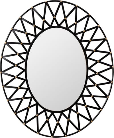 Ronde Wandspiegel met Modern Metalen Frame - Zwart Decoratief Spiegel voor Woonkamer, Slaapkamer, Hal en Badkamer