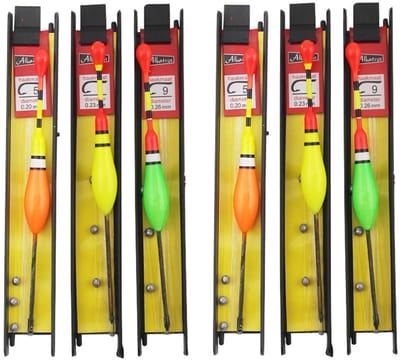Dailygoods- Viszwemmers 6-delig - Vishaakzwemmers - Vislijn - Vishaken 5#/7#/9# - Hoogwaardig Hout - Corrosiebestendige Veren - Dobbers