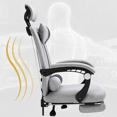Ergonomische Reclinable Mesh Bureaustoel / Gaming Stoel met Hoofdsteun, Lendensteun en Armleuning Koppeling – 63D x 29B x 37H cm