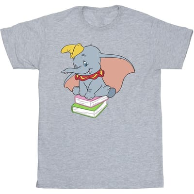 Disney Jongens Dumbo Zittend Op Boeken T-Shirt (Sportgrijs)