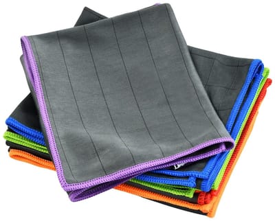 Dailygoods - Set van 4 microvezeldoeken voor auto, microvezel, auto, voor thuis, 50 x 40 cm, grijs met zoom, paars, blauw, oranje, roze – zonder sporen, ultra-absorberend als polijstdoek