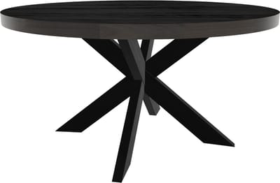 Eettafel Jones rond 150cm zwart duurzaam mangohout ronde tafel