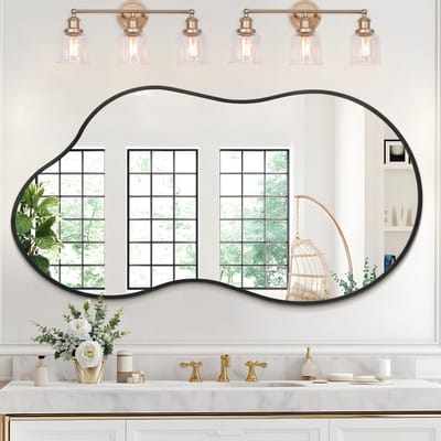 Grote Badkamer Wandspiegel met Onregelmatig Metalen Frame 50x90cm voor Woonkamer, Slaapkamer en Entree Decoratie