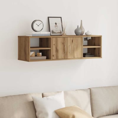 vidaXL - Wandkast - 101x30x29 - cm - bewerkt - hout - artisanaal - eikenkleurig