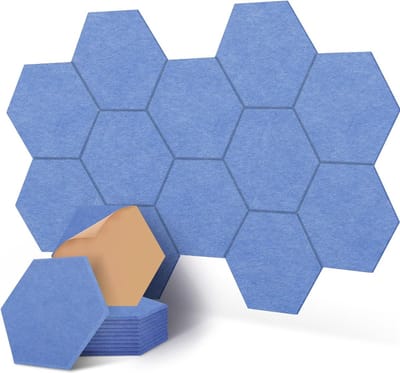 12 stuks vierkante zelfklevende akoestische panelen van polyester voor geluidsisolatie - 30 x 30 x 1 cm - viltachtige geluidsabsorberende panelen - blauw